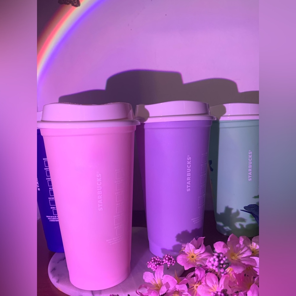 Starbucks Spring Pastel Reusable Hot Cups Grande 16 oz. Rare!!! 6 pack!!